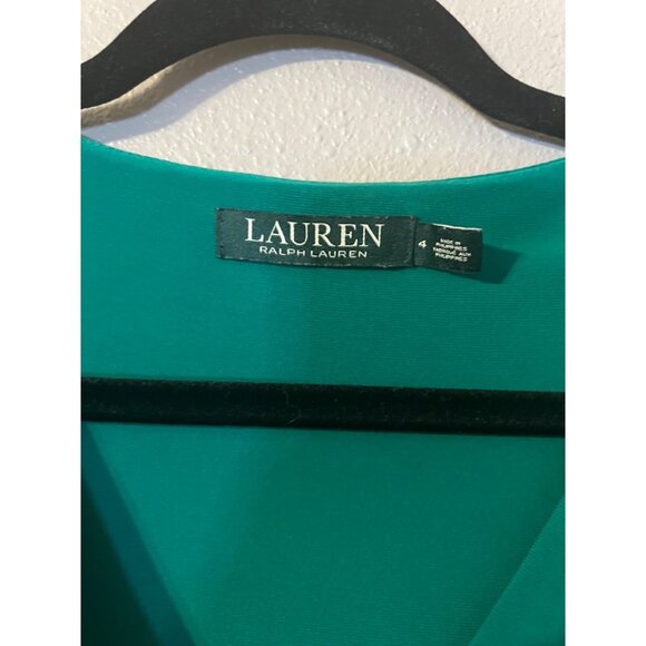 Ralph Lauren Dress 4 Green 3/4 Long Sleeve Stretch Washable Career Church - Picture 11 of 14